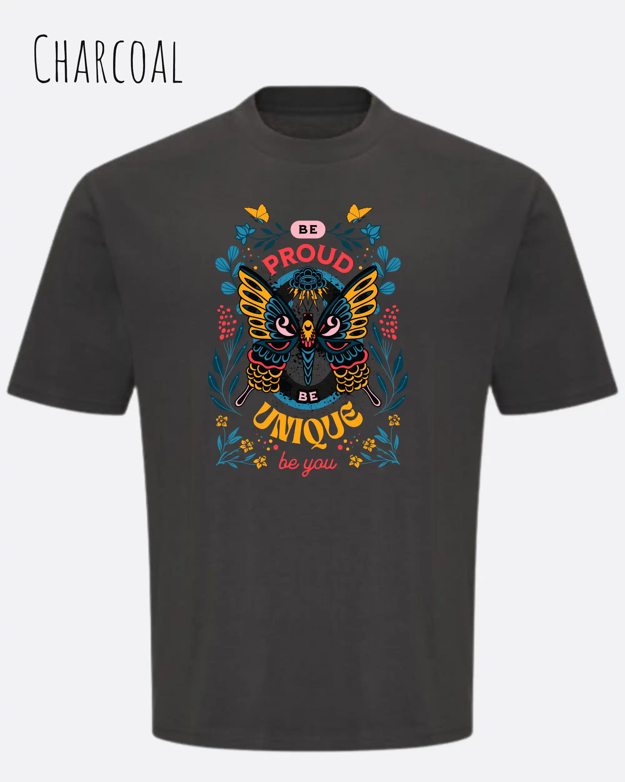 Heavyweight Oversized T-Shirt – AWDis 240 T – Unisex - farbe charcoal - design be proud be you