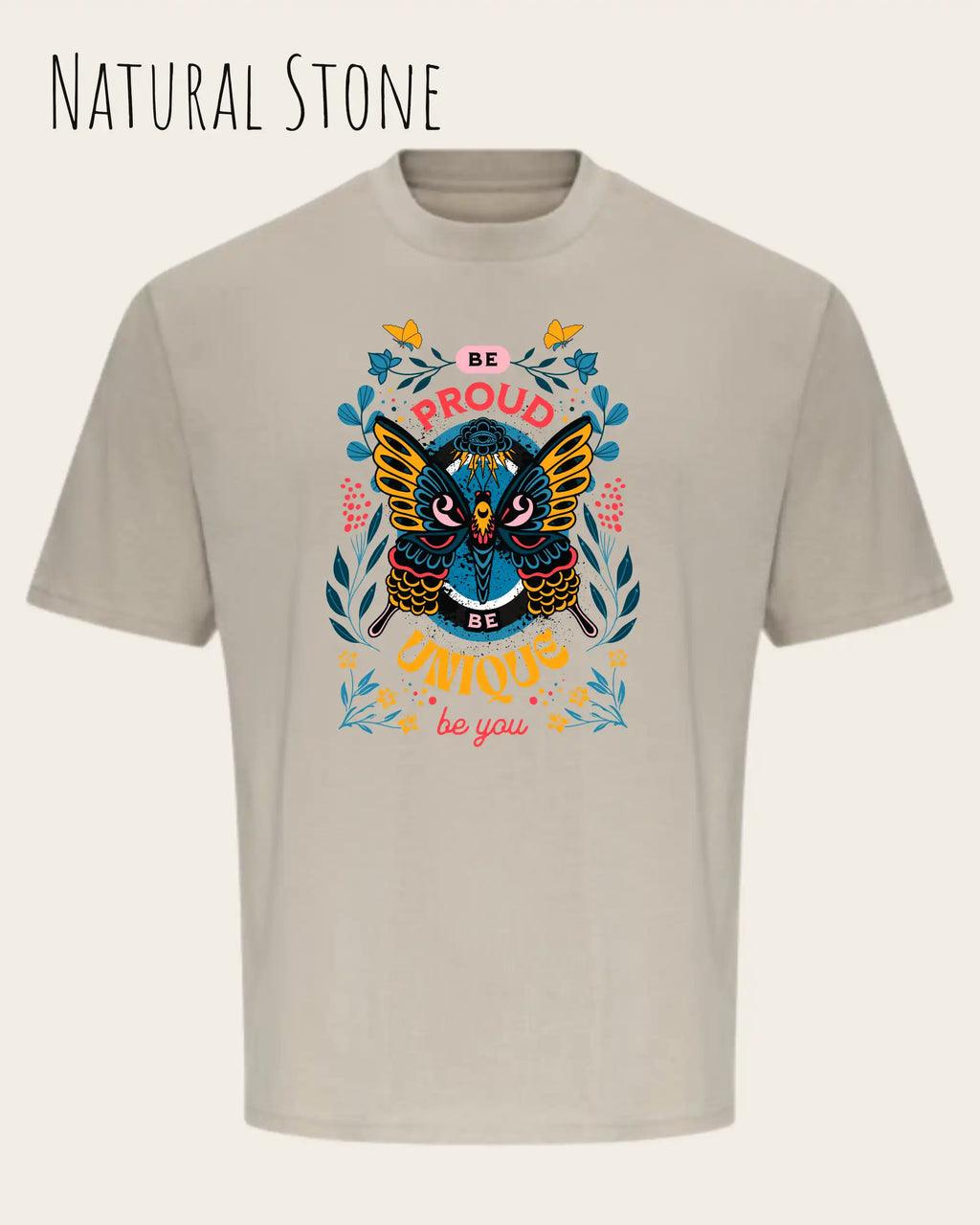 Heavyweight Oversized T-Shirt – AWDis 240 T – Unisex - farbe natural stone - design be proud be you