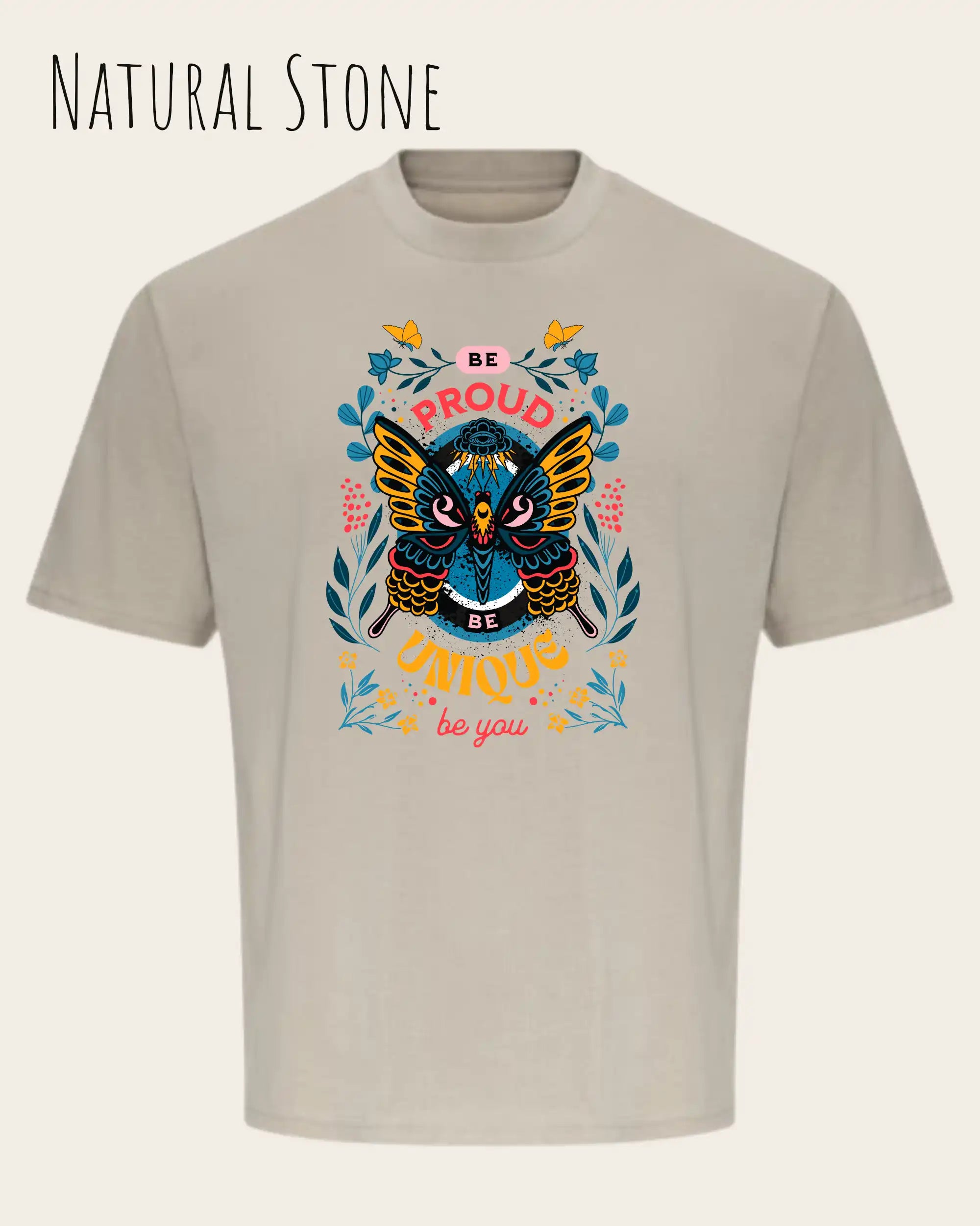 Heavyweight Oversized T-Shirt – AWDis 240 T – Unisex - farbe natural stone - design be proud be you