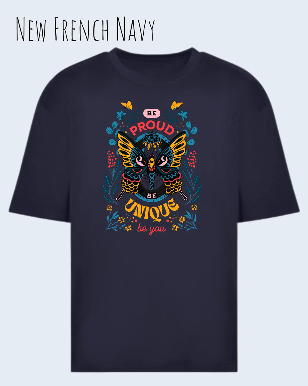 Heavyweight Oversized T-Shirt – AWDis 240 T – Unisex - farbe new French navy - design be proud be you