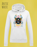 damen hoodie arctic white im feminine fit aus weicher baumwollmischung mit design be proud