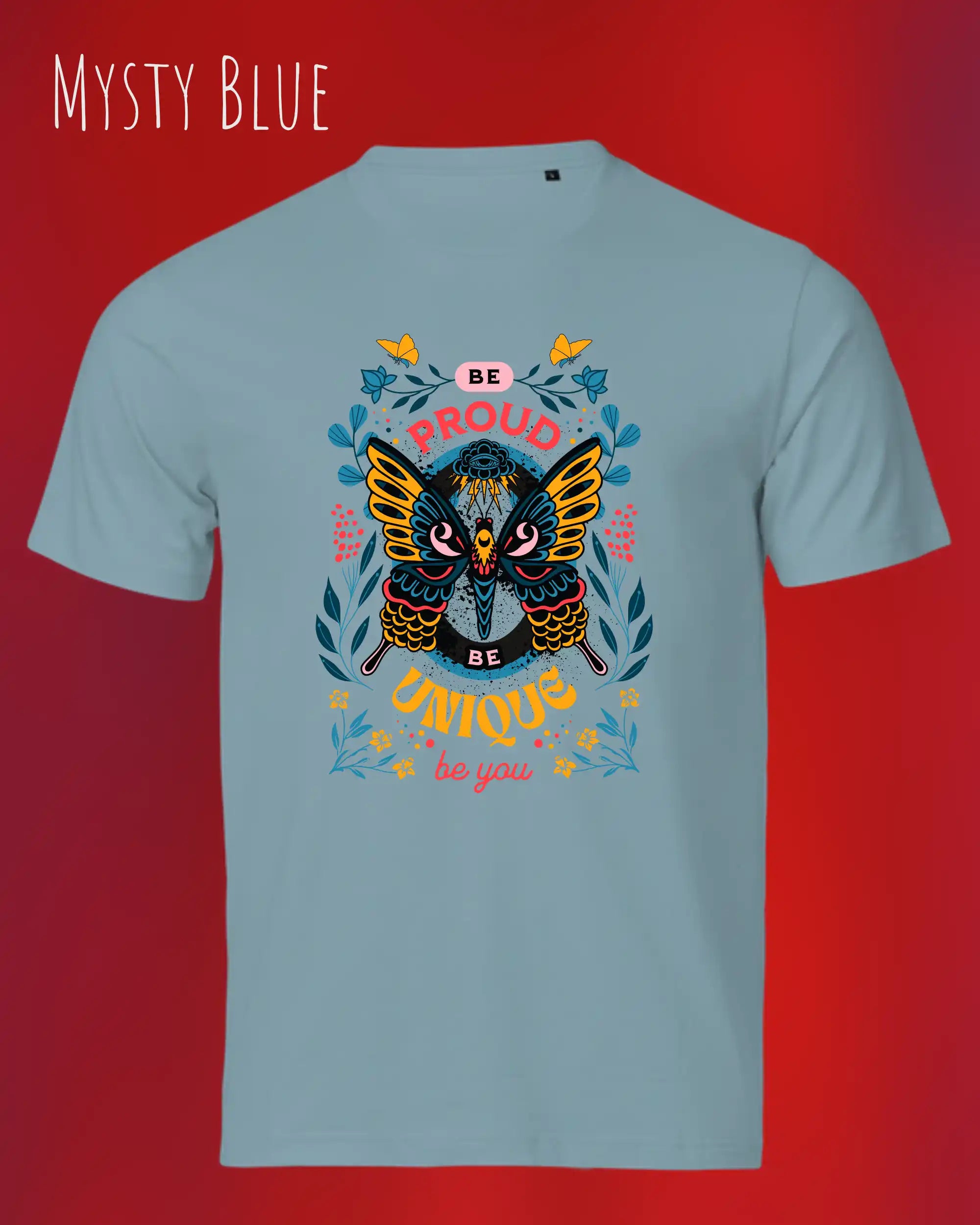 Bio-Baumwolle T-Shirt – Tee Jays Urban Luxury Tee 1150 – Unisex - farbe misty blue - design: be proud
