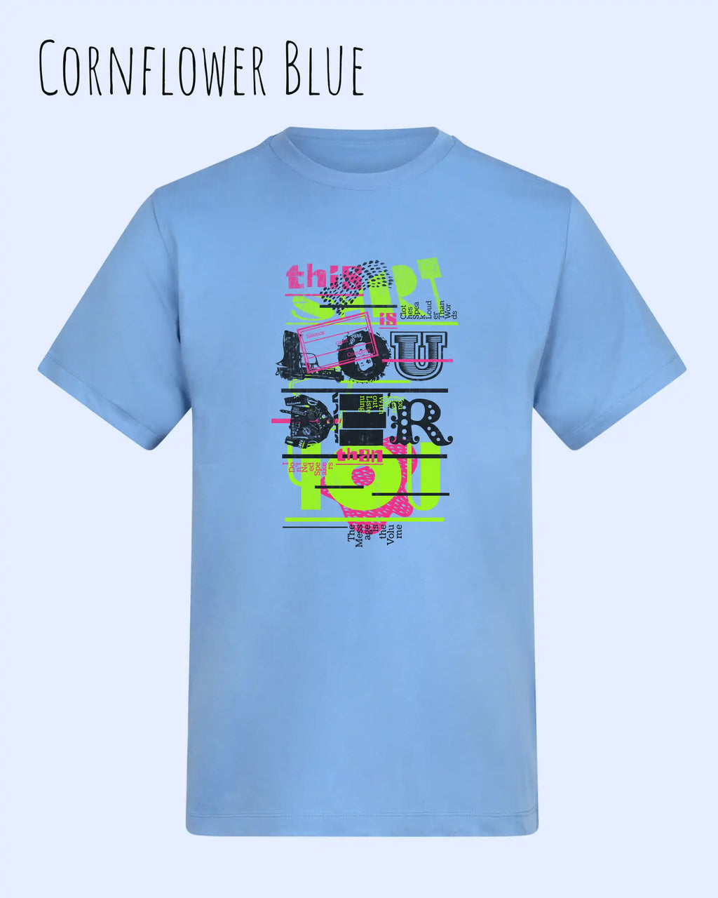 Baumwolle T-Shirt – AWDis 150 T – Unisex - Farbe CORNFLOWER BLUE - Design: LOUDER
