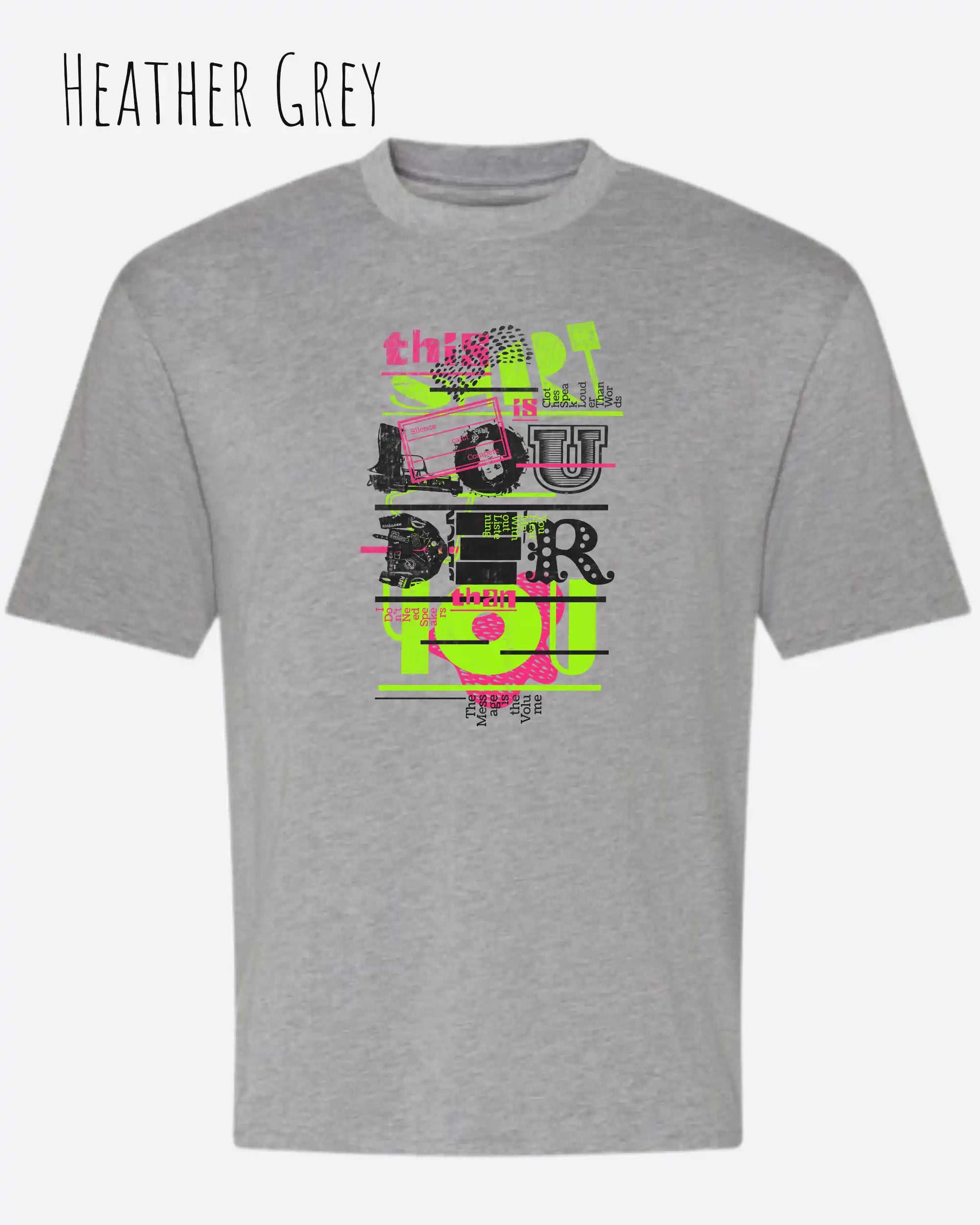 Heavyweight Oversized T-Shirt – AWDis 240 T – Unisex - farbe heather grey - design louder