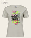 das bild zeigt das T-Shirt Tee Jays Women's Interlock Tee STYLE 580 in der farbe cement mit dem design "this shirt is louder than you".