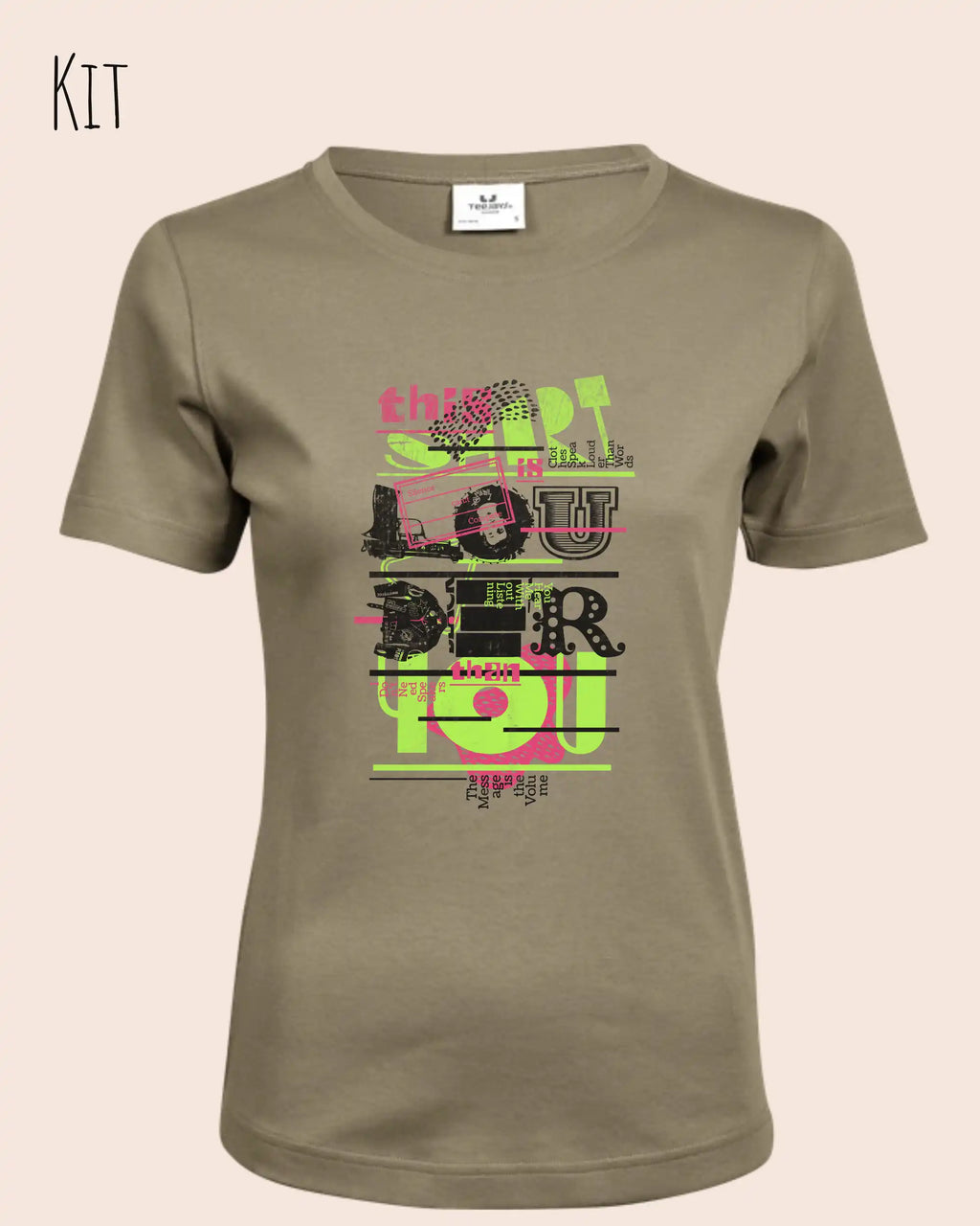 das bild zeigt das T-Shirt Tee Jays Women's Interlock Tee STYLE 580 in der farbe kit mit dem design "this shirt is louder than you".