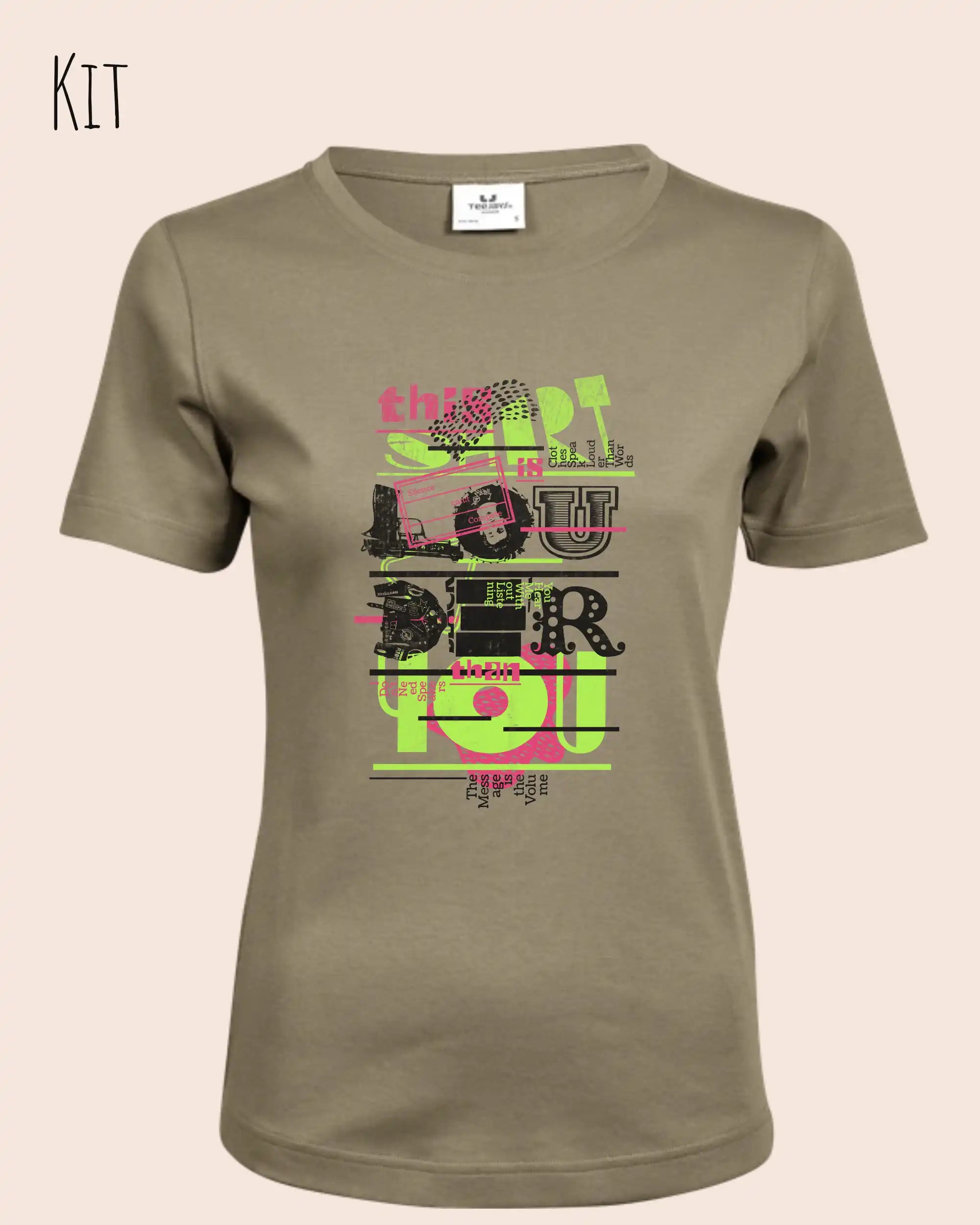 das bild zeigt das T-Shirt Tee Jays Women's Interlock Tee STYLE 580 in der farbe kit mit dem design "this shirt is louder than you".