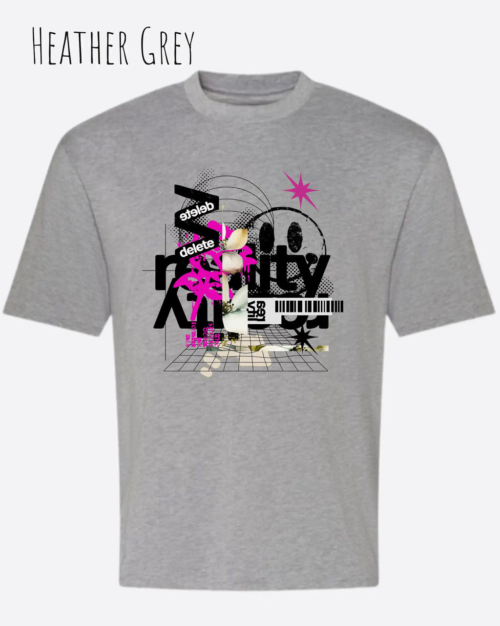Heavyweight Oversized T-Shirt – AWDis 240 T – Unisex - farbe heater grey - design delete reality