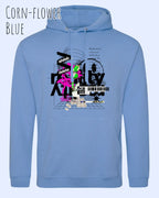 unisex basic hoodie cornflower blue aus weicher baumwollmischung mit delete reality design