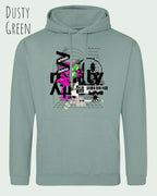 unisex basic hoodie dusty green aus weicher baumwollmischung mit delete reality design