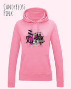 damen hoodie candyfloss pink im feminine fit aus weicher baumwollmischung mit design delete reality