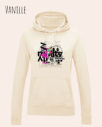 damen hoodie vanille im feminine fit aus weicher baumwollmischung mit design delete reality
