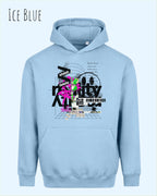 nisex streetwear hoodie ice blue im oversize fit mit design delete reality