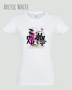 das bild zeigt das  Design-T-Shirt SOL’S Imperial Women 11502 in der Farbe arctic white mit dem Artwork Delete Reality.