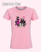 das bild zeigt das  Design-T-Shirt SOL’S Imperial Women 11502 in der Farbe candyfloss pink mit dem Artwork Delete Reality.