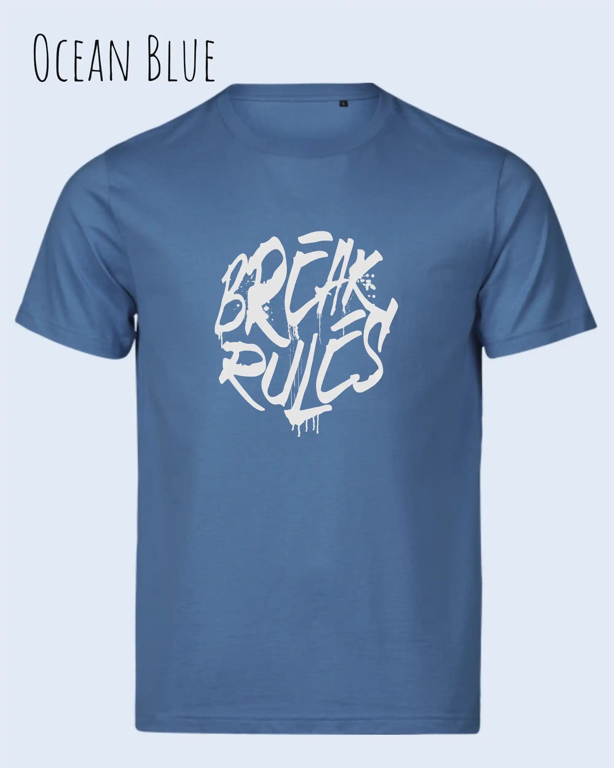 Bio-Baumwolle T-Shirt – Tee Jays Urban Luxury Tee 1150 – Unisex - farbe ocean blue - design: break rules
