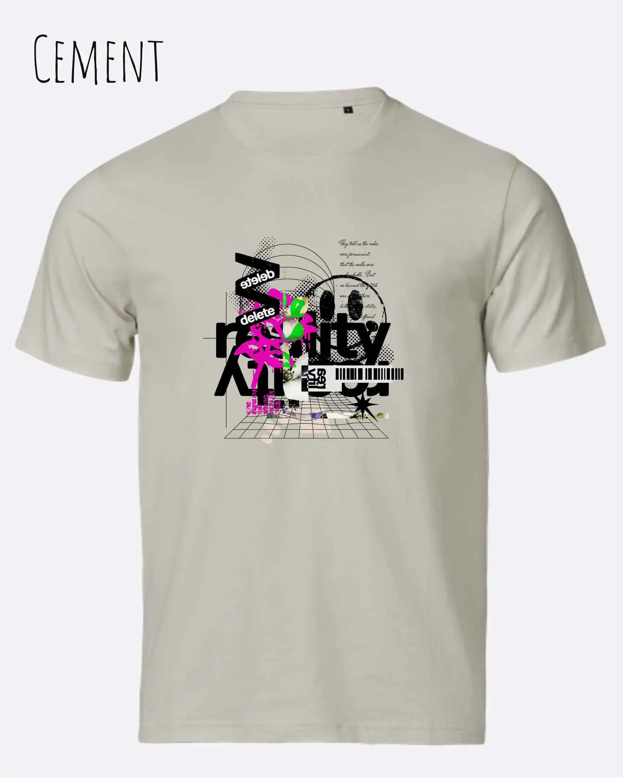 Bio-Baumwolle T-Shirt – Tee Jays Urban Luxury Tee 1150 – Unisex - farbe cement - design: delete reality