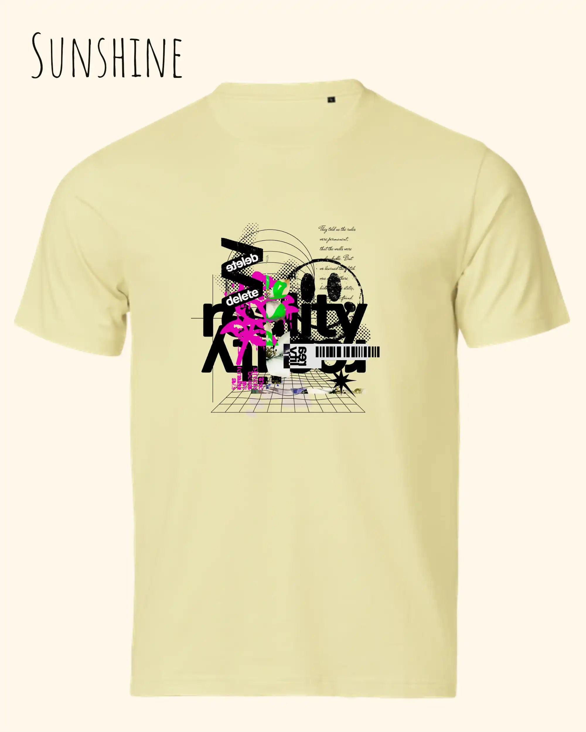 Bio-Baumwolle T-Shirt – Tee Jays Urban Luxury Tee 1150 – Unisex - farbe sunshine - design: delete reality