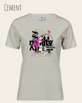 das bild zeigt das Tee Jays Women's Interlock Tee STYLE 580 in der farbe cement mit dem design delete reality,