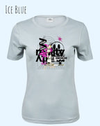 das bild zeigt das Tee Jays Women's Interlock Tee STYLE 580 in der farbe ice blue mit dem design delete reality,