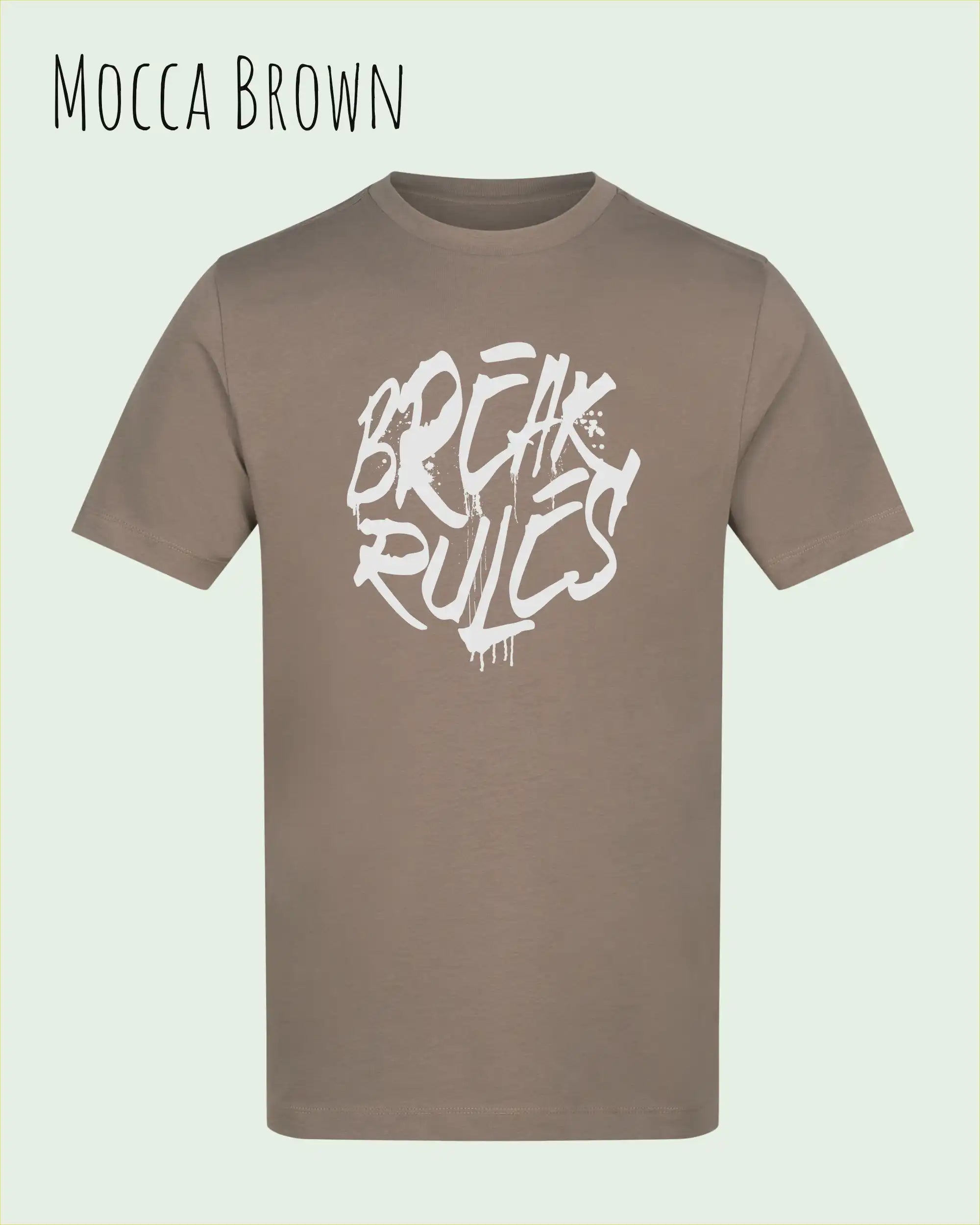 Baumwolle T-Shirt – AWDis 150 T – Unisex - Farbe MOCCA BROWN - Design: REAK RULES