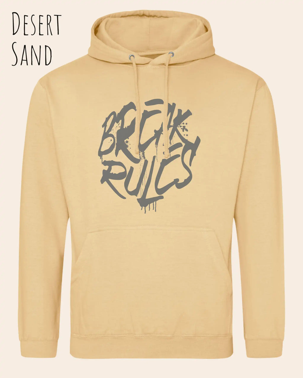 unisex basic hoodie desert sand aus weicher baumwollmischung mit break rules design