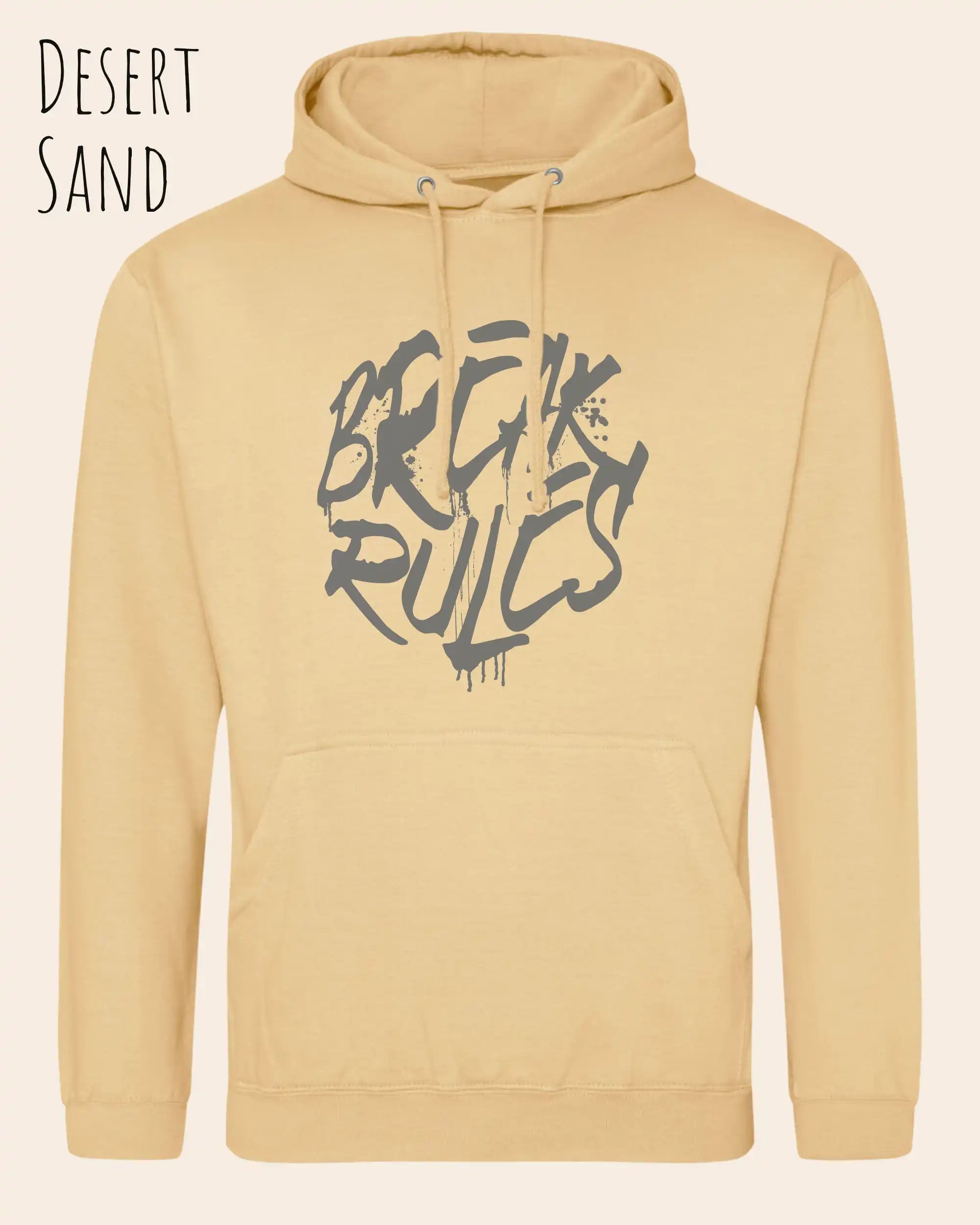 unisex basic hoodie desert sand aus weicher baumwollmischung mit break rules design