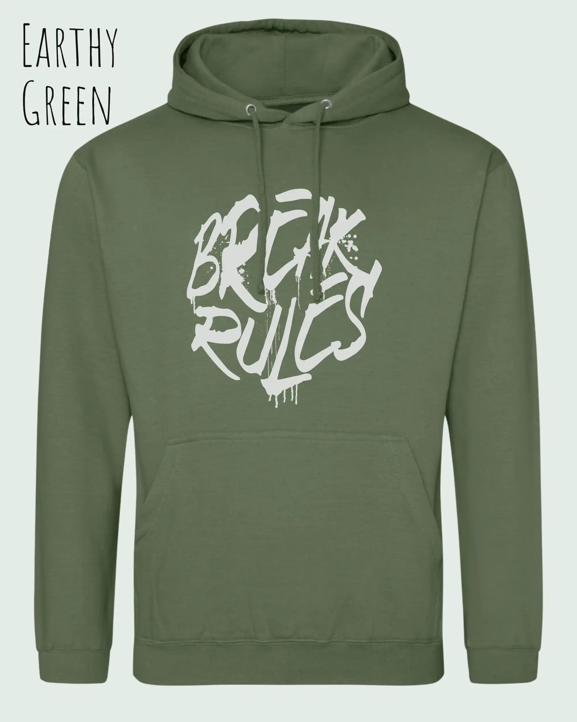 unisex basic hoodie earthy green aus weicher baumwollmischung mit break rules design