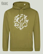 unisex basic hoodie khaki aus weicher baumwollmischung mit break rules design