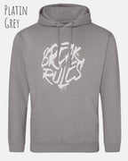 unisex basic hoodie platin grey aus weicher baumwollmischung mit break rules design