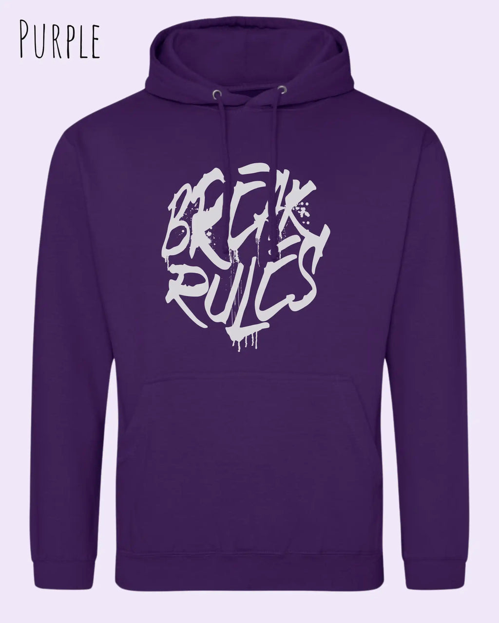 unisex basic hoodie purple aus weicher baumwollmischung mit break rules design