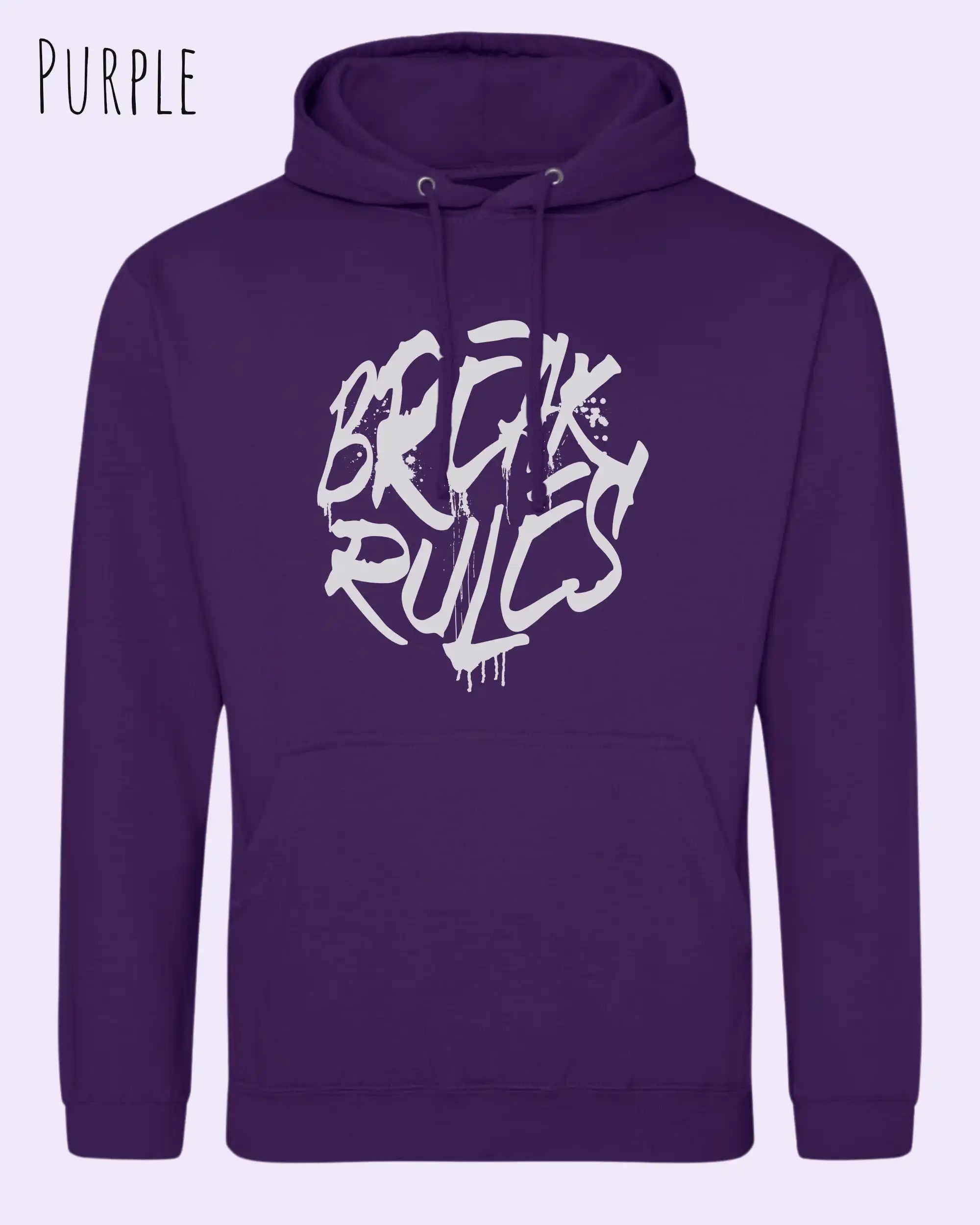 unisex basic hoodie purple aus weicher baumwollmischung mit break rules design