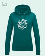 damen hoodie jade im feminine fit aus weicher baumwollmischung mit design break rules