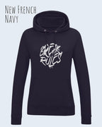 damen hoodie new French navy im feminine fit aus weicher baumwollmischung mit design break rules
