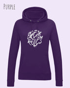 damen hoodie purple im feminine fit aus weicher baumwollmischung mit design break rules