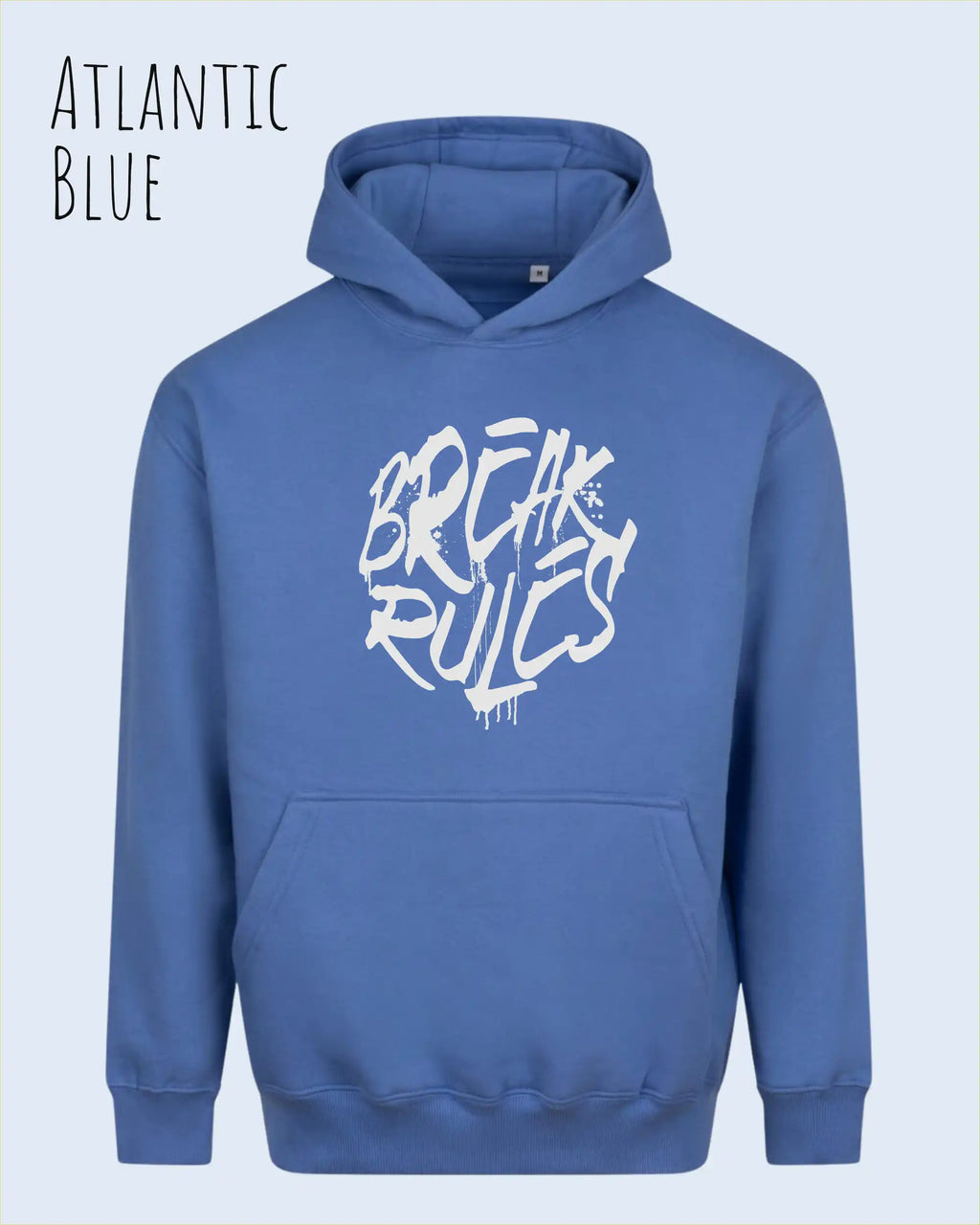 unisex streetwear hoodie Atlantic blue im oversize fit mit design break rules