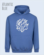 unisex streetwear hoodie Atlantic blue im oversize fit mit design break rules