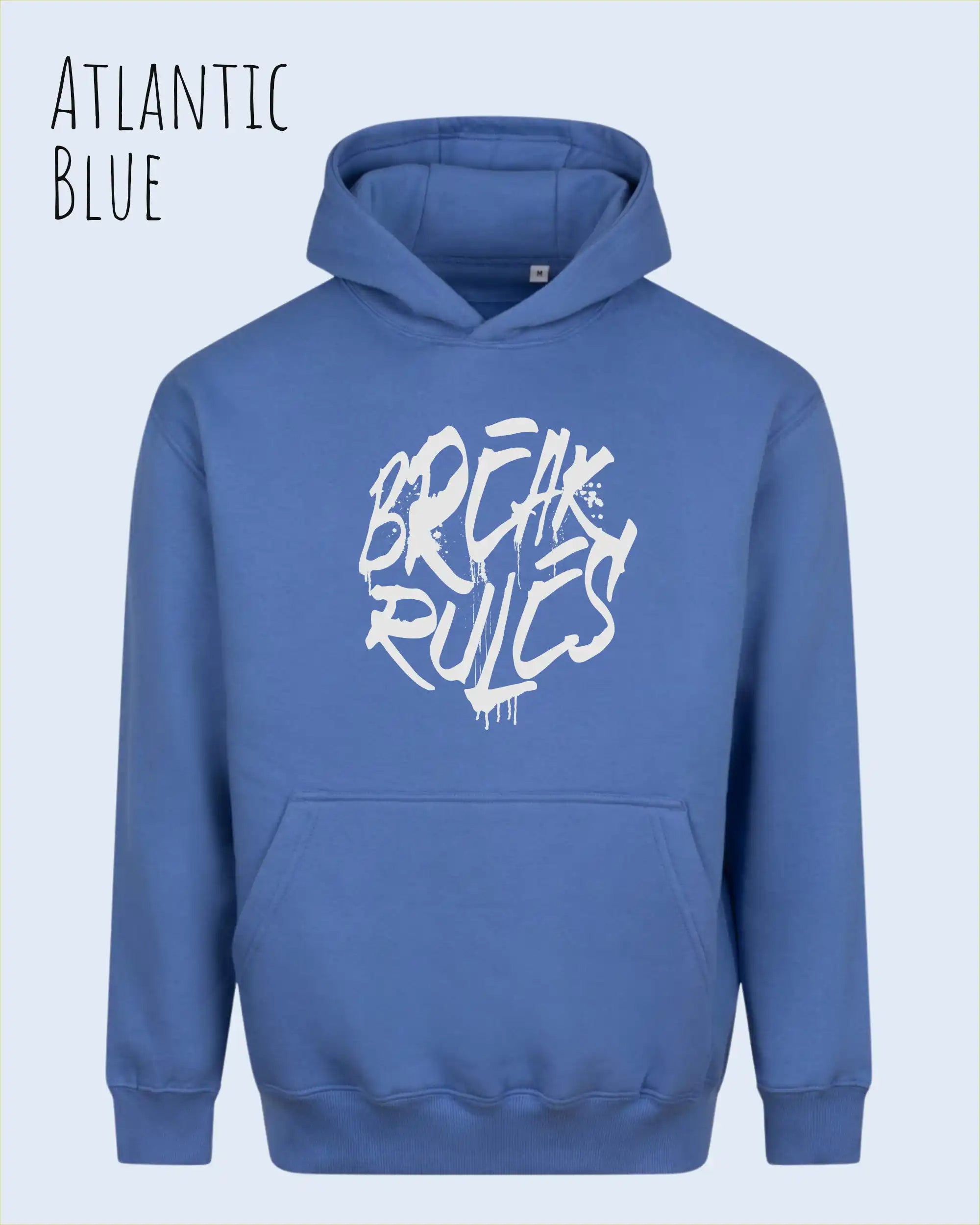 unisex streetwear hoodie Atlantic blue im oversize fit mit design break rules