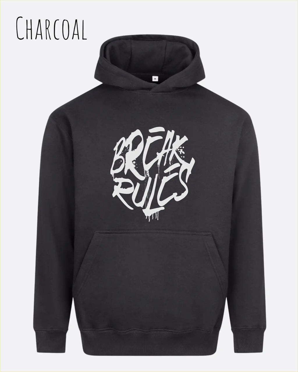 unisex streetwear hoodie charcoal im oversize fit mit design break rules