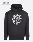 unisex streetwear hoodie charcoal im oversize fit mit design break rules