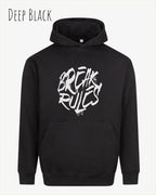 unisex streetwear hoodie deep black im oversize fit mit design break rules