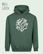 unisex streetwear hoodie moss green im oversize fit mit design break rules
