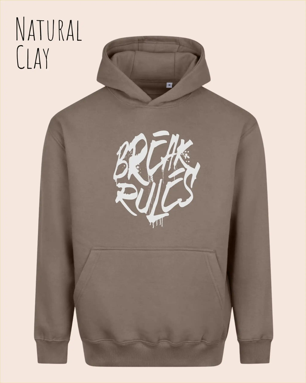 unisex streetwear hoodie natural clay im oversize fit mit design break rules