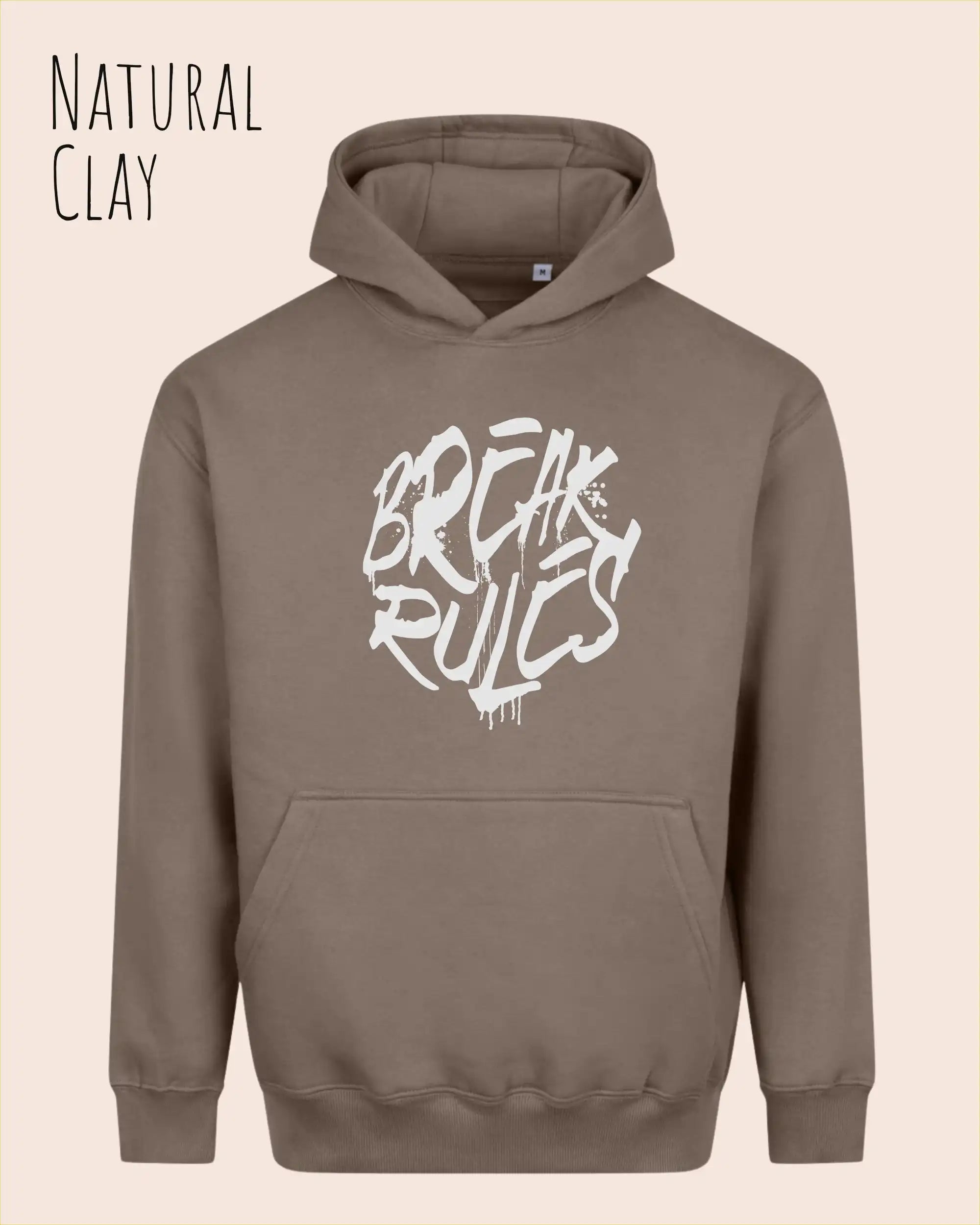 unisex streetwear hoodie natural clay im oversize fit mit design break rules
