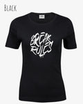 das bild zeigt das T-Shirt Tee Jays Women's Interlock Tee STYLE 580 in der farbe black mit dem design "break rules",
