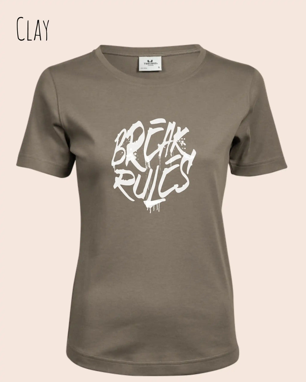 das bild zeigt das T-Shirt Tee Jays Women's Interlock Tee STYLE 580 in der farbe clay mit dem design "break rules",