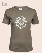 das bild zeigt das T-Shirt Tee Jays Women's Interlock Tee STYLE 580 in der farbe clay mit dem design "break rules",