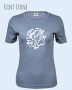 das bild zeigt das T-Shirt Tee Jays Women's Interlock Tee STYLE 580 in der farbe flint stone mit dem design "break rules",