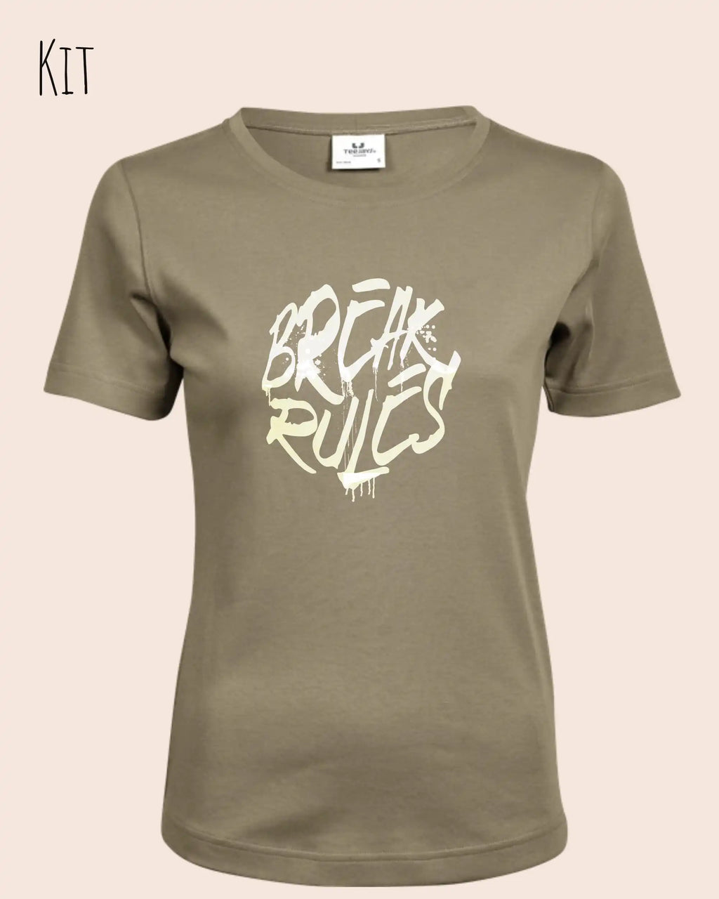 das bild zeigt das T-Shirt Tee Jays Women's Interlock Tee STYLE 580 in der farbe kit mit dem design "break rules",