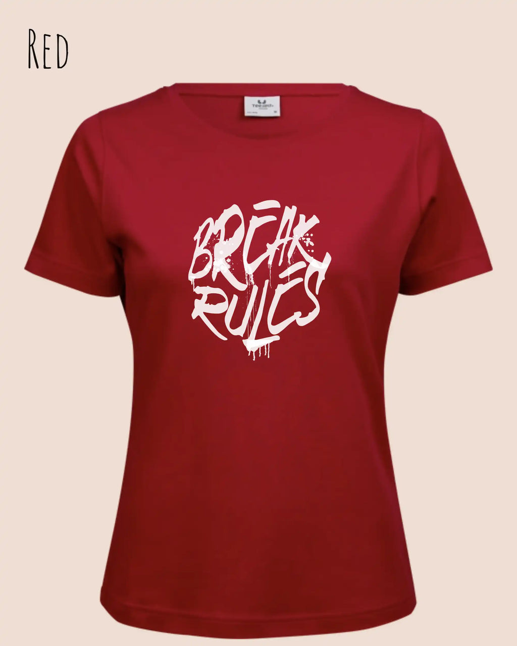 das bild zeigt das T-Shirt Tee Jays Women's Interlock Tee STYLE 580 in der farbe red mit dem design "break rules",